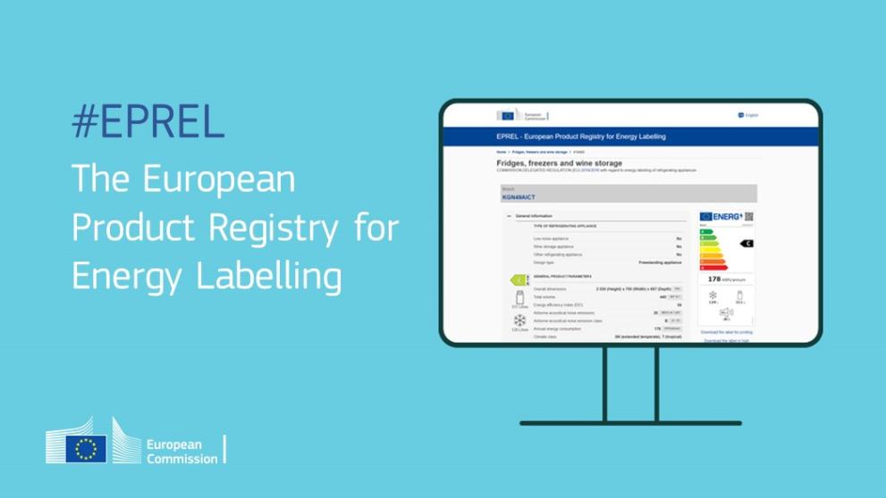 Il logo della banca dati EPREL con la scritta "The European Product Registry fir Energy Labelling"