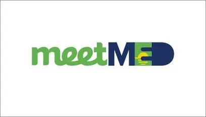 Il logo del progetto meetMED con le lettere stilizzate in verde e in blu