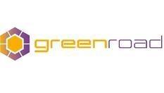 Il logo del progetto GREENROAD composto da un esagono dalla colorazione gialla e viola su sfondo bianco