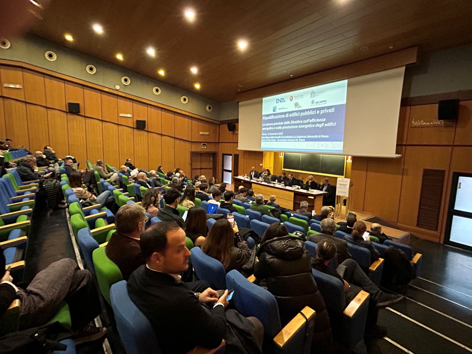 Un'immagina dell'Aula Magna della facoltà di Architettura de La Sapienza Università di Roma che ha ospitato il convegno