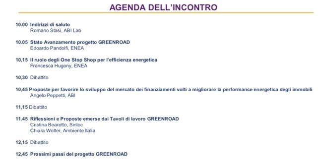 Agenda della tavola rotonda Greenroad