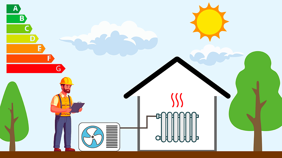 Un'immagine stilizzata con in primo piano i colori delle classi energetiche