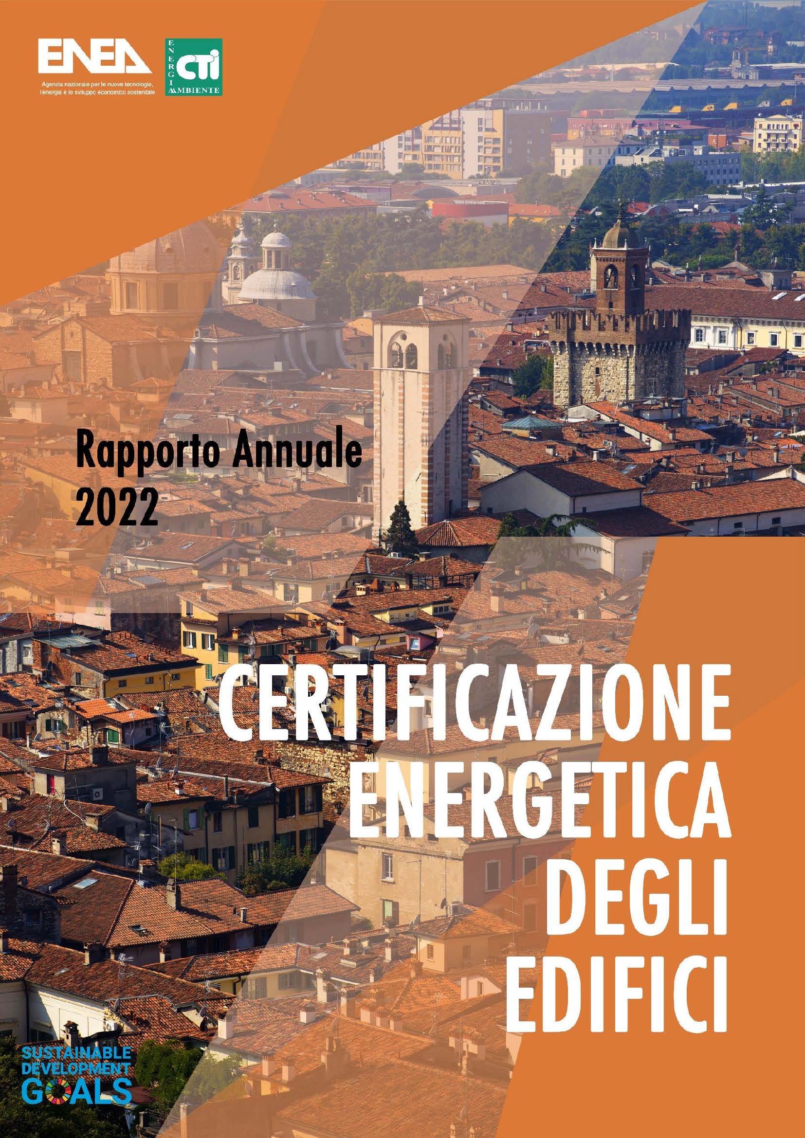 Copertina della terza edizione del Rapporto annuale sulla Certificazione Energetica degli Edifici, risultato della collaborazione tra ENEA e CTI 