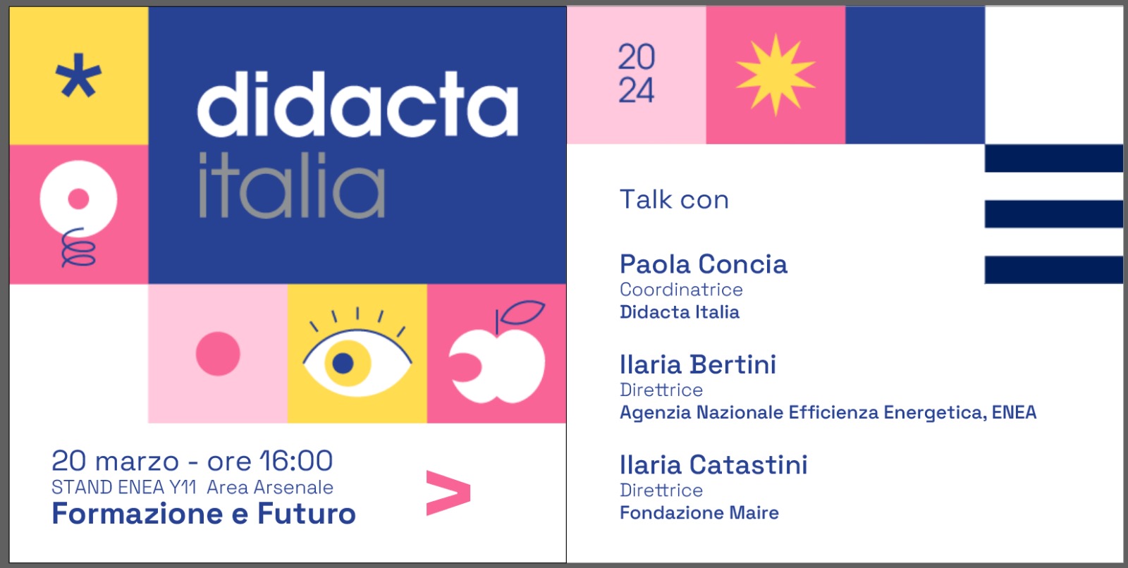 La locandina del talk "Formazione e Futuro" con il logo e la grafica di Didacta Italia e i nomi delle partecipanti