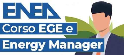 Il logo ENEA con la scritta sottostante "Corso EGE e Energy Manager"