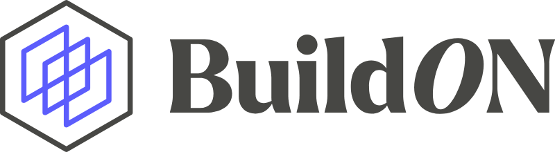 Logo del progetto europeo BuildON. Il marchio presenta un'icona geometrica blu all'interno di un esagono e la denominazione "BuildON" in caratteri grigio scuro
