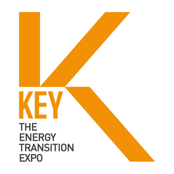 Il logo di  KEY - The Energy Transition Expo in arancione e nero su sfondo bianco