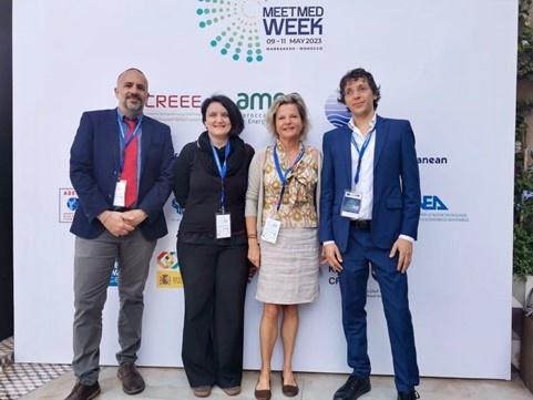 Una foto della delegazione ENEA presente alla meetmed week 2023. Da destra: Alessandro Fiorini, Corinna Viola, Lorenza Daroda e Edoardo Pandolfi, DUEE, ENEA.