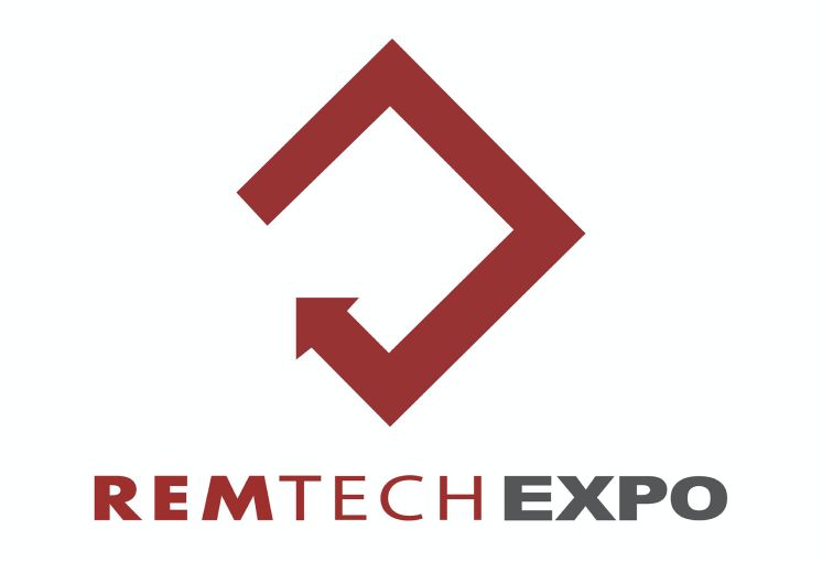 Il logo di RemTech Expo in rosso su sfondo bianco