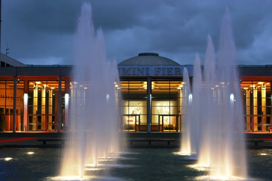 Un'immagine dell'ingresso principale di Rimini Fiera