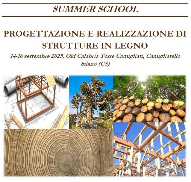La locandina della II edizione della Summer School in progettazione e realizzazione di strutture in legno organizzata dal Polo di Innovazione Green Home dell’Università della Calabria