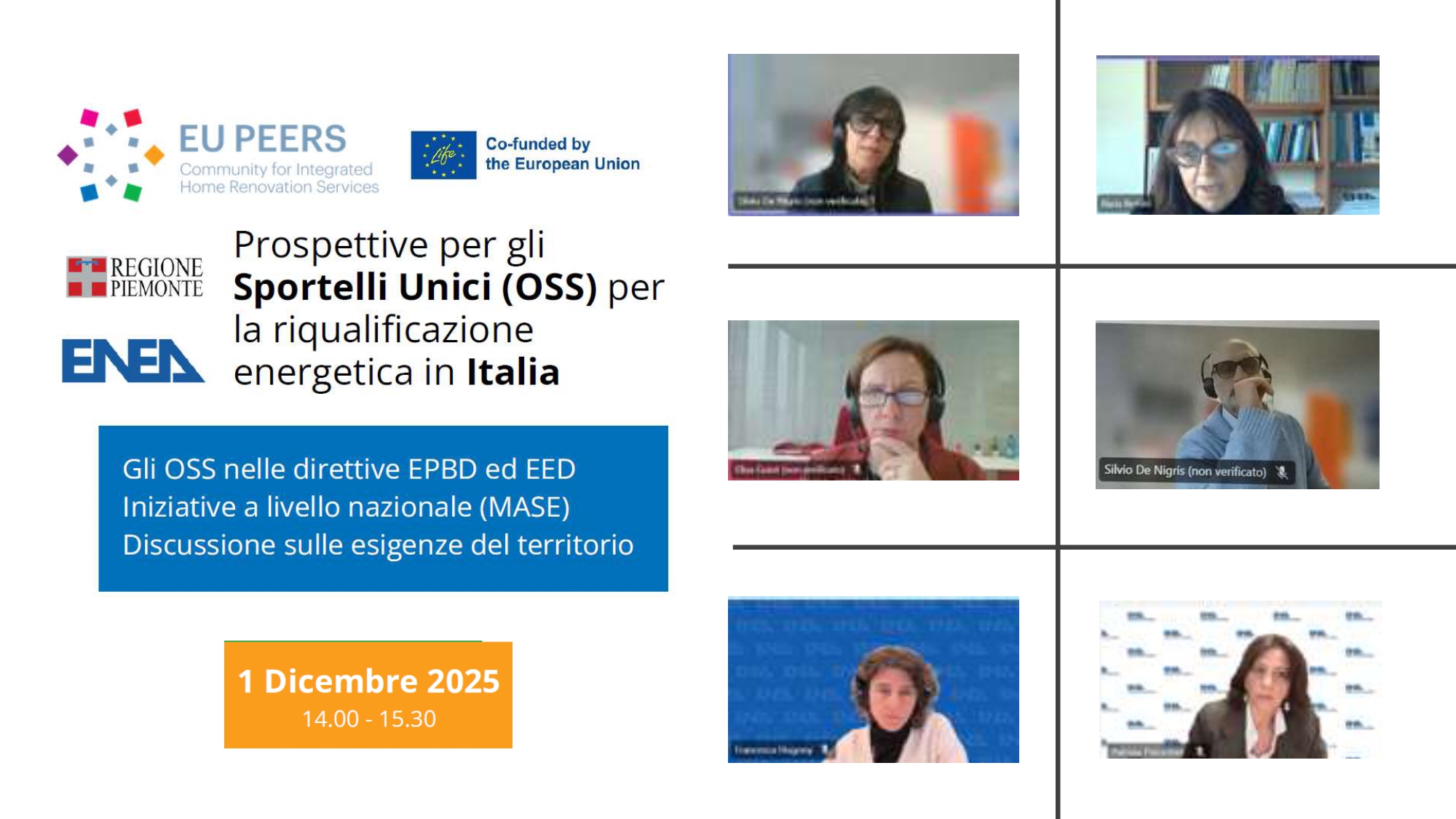 Un'immagine del workshop nazionale del progetto EU Peers, dedicato al ruolo e all’evoluzione degli Sportelli Unici (One-Stop Shops, OSS) con le foto dei partecipanti