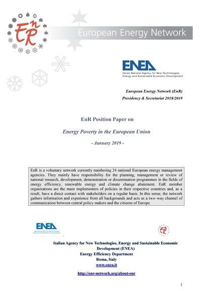 EnR Position Paper on Energy Poverty in the European Union - January 2019