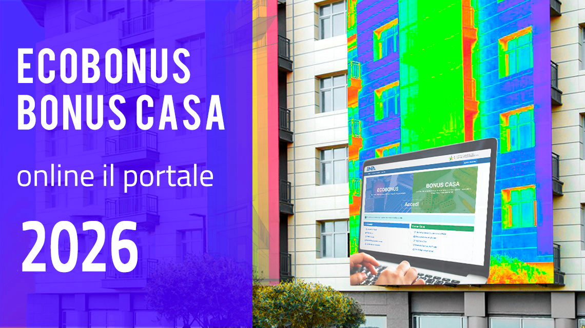 Un'immagine stilizzata con un edificio e un computer e la scritta su sfondo blu 