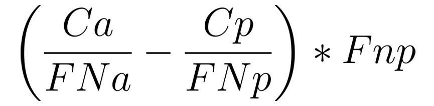 Formula matematica( (CA/FNa) - (Cp/FNp))*Fnp