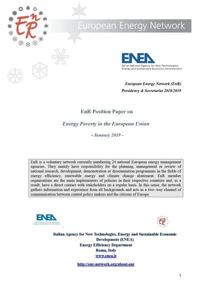 EnR Position Paper onEnergy Poverty in the European Union